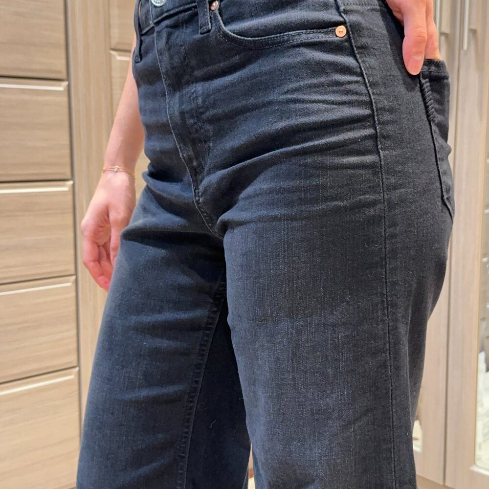 PAIGE High Rise Wide Leg Crop Black Jeans in "Anessa" - Picture 4 of 14